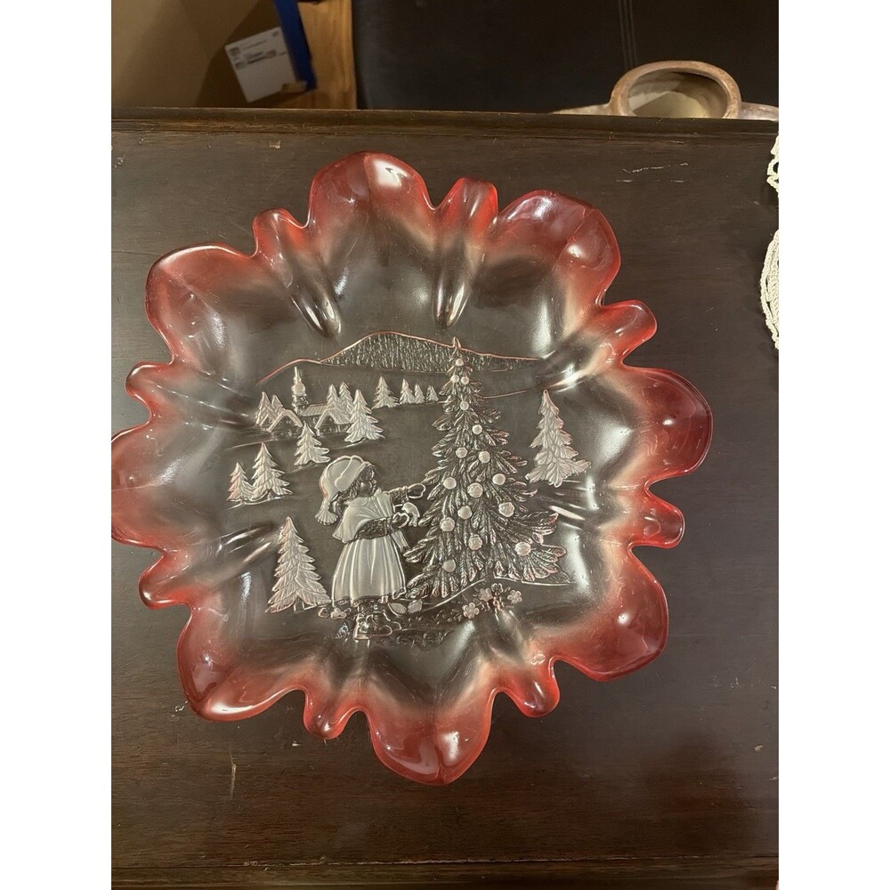 Vintage Mikasa Frosted Glass Christmas Serving Dish